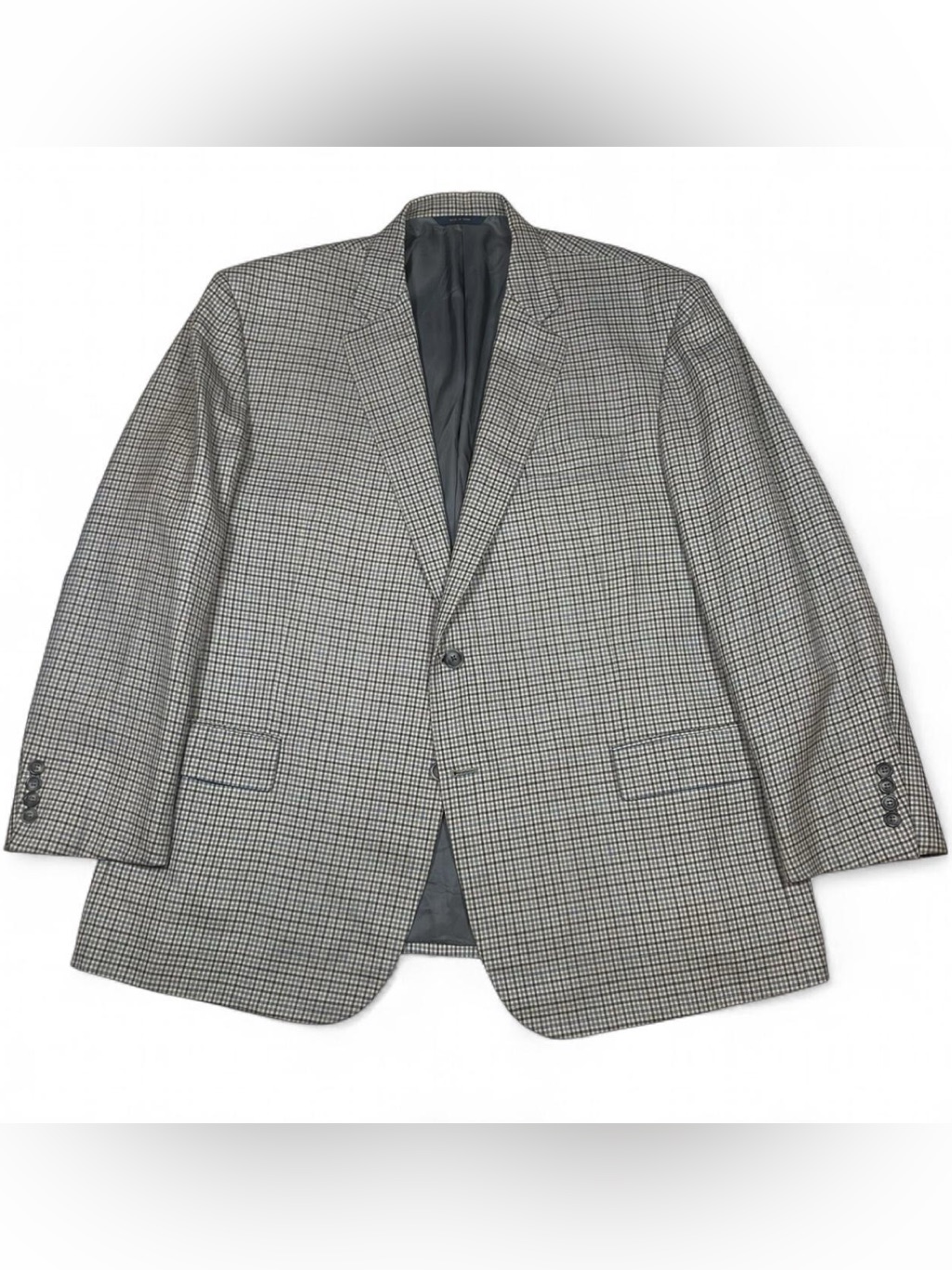Brooks Brothers Ethomas Italy Madison Fit Grey Check Sport Coat Blazer Men’s 48r